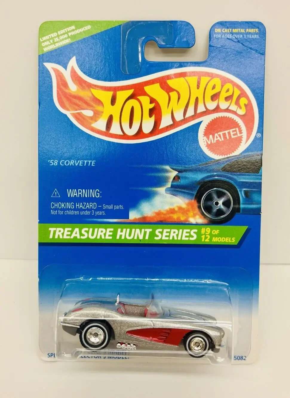Hot Wheels '58 Corvette Silver 1996 Treasure Hunt Series #9 of 12 w/ Protector